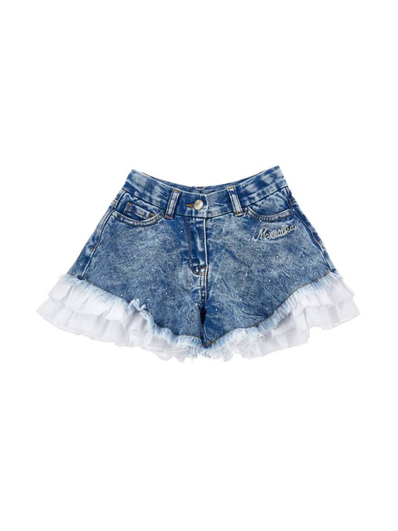 Monnalisa ruffle-trim denim shorts - Blue von Monnalisa