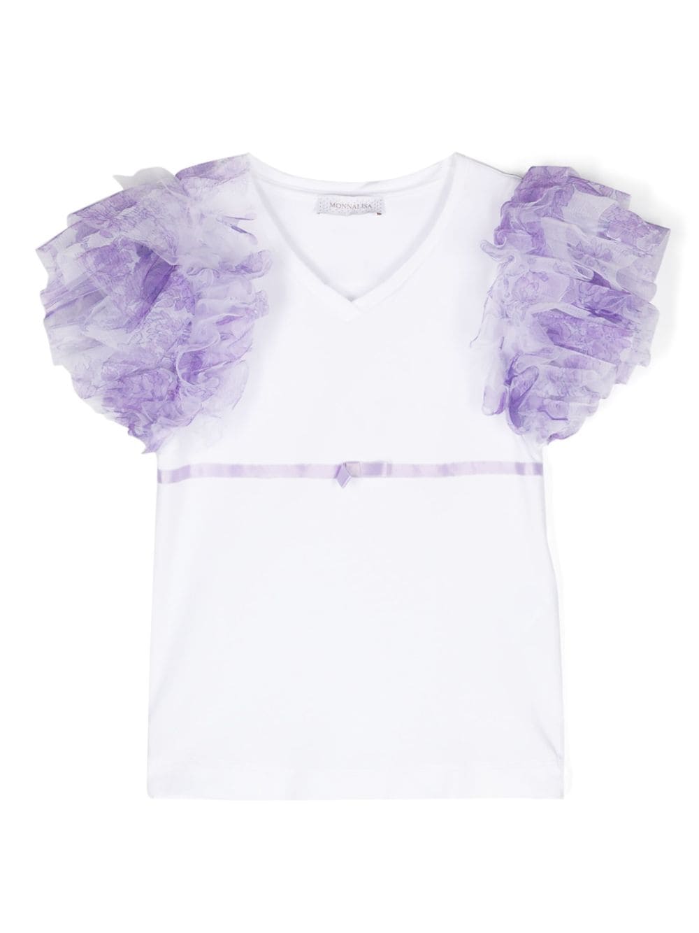 Monnalisa ruffled V-neck T-shirt - White von Monnalisa