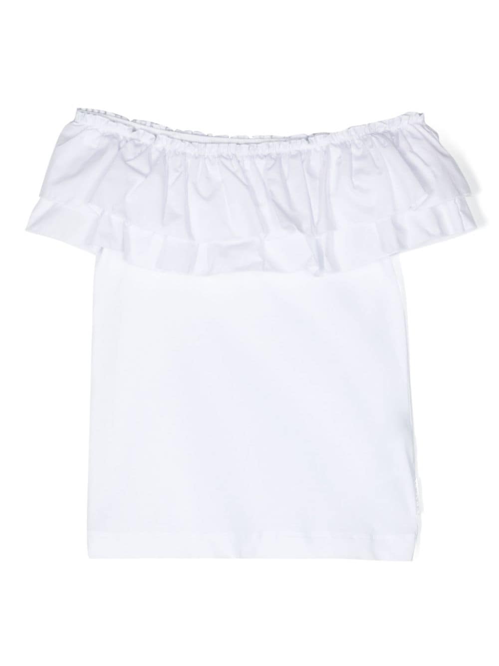 Monnalisa ruffled off-shoulder T-shirt - White von Monnalisa