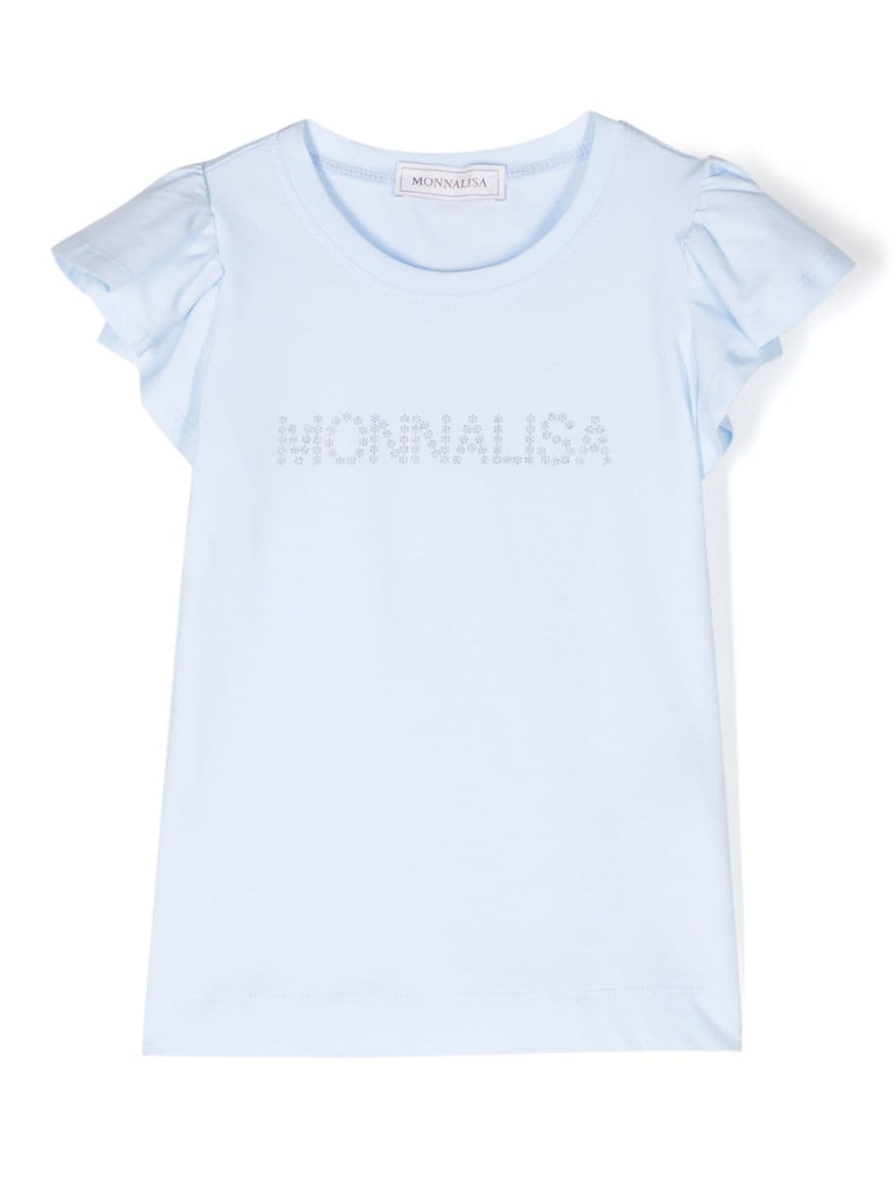 Monnalisa ruffled rhinestone-embellished T-shirt - Blue von Monnalisa