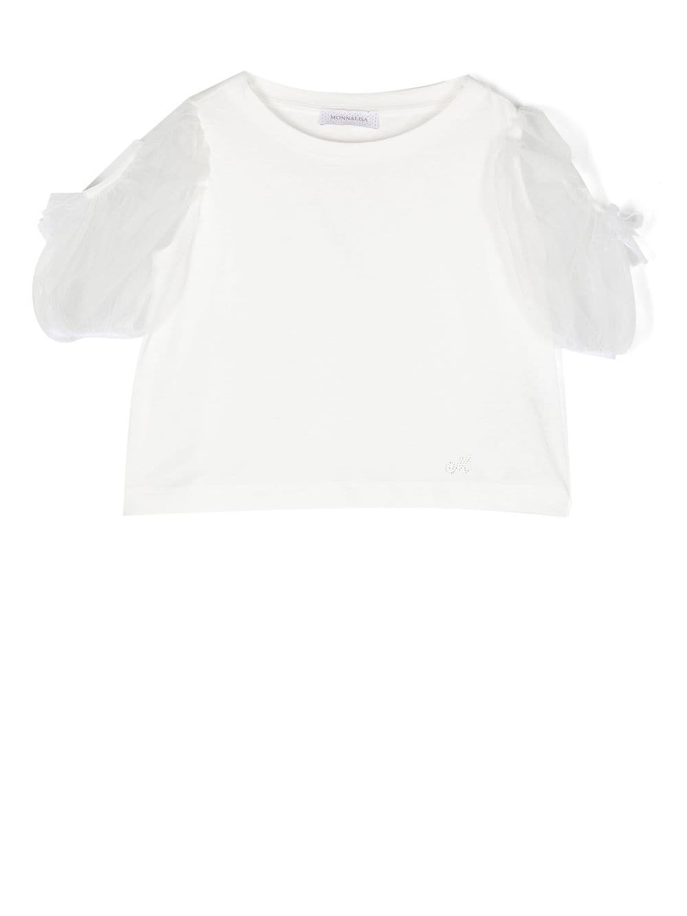 Monnalisa short puff sleeves T-shirt - White von Monnalisa