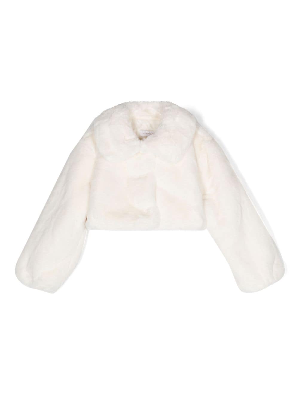 Monnalisa spread-collar cropped faux-fur jacket - White von Monnalisa