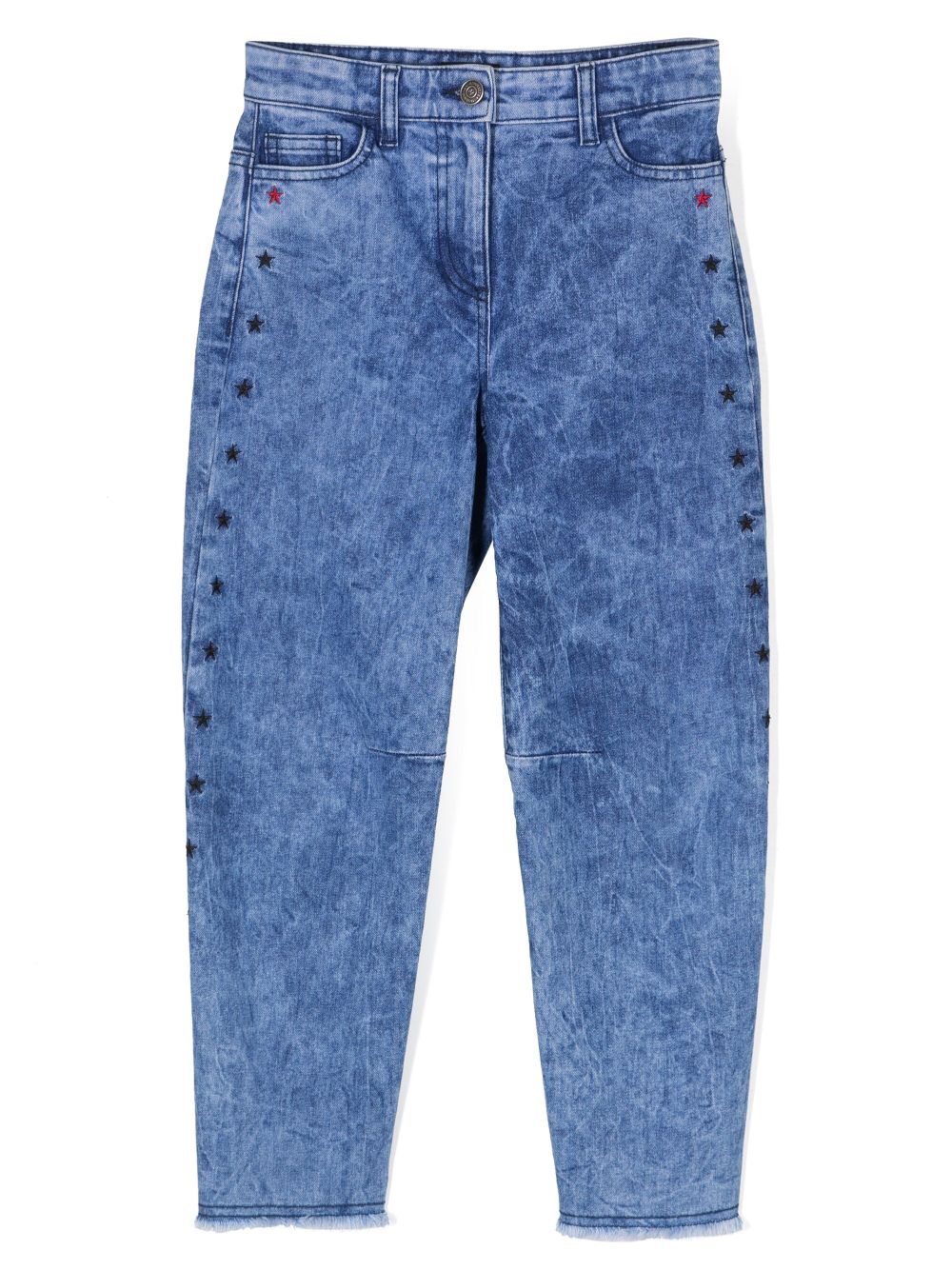 Monnalisa star-embroidered acid-wash jeans - Blue von Monnalisa