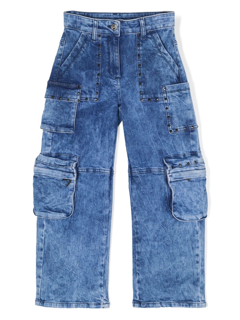 Monnalisa studded straight-leg jeans - Blue von Monnalisa
