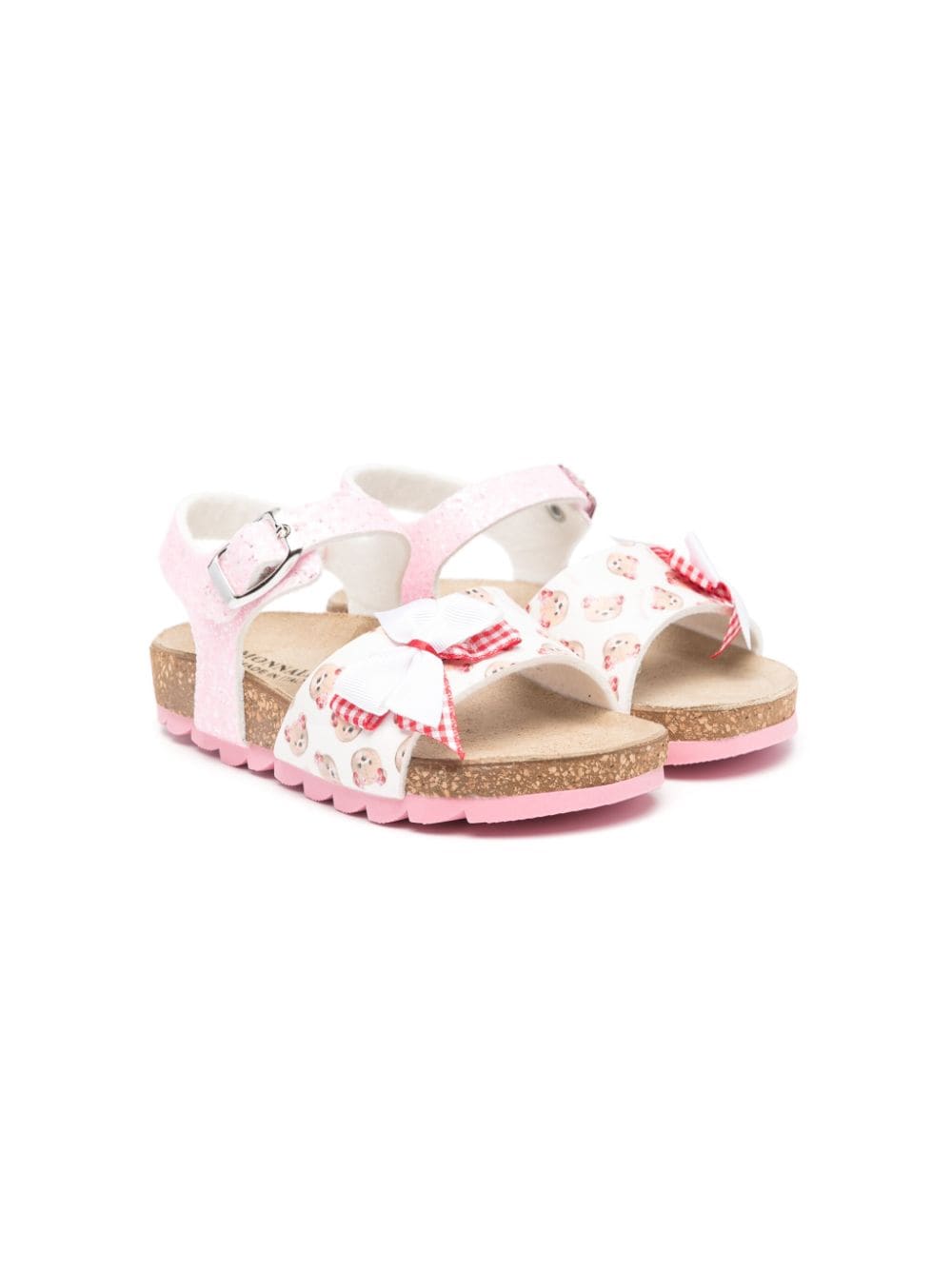 Monnalisa teddy bear glittered sandals - Pink von Monnalisa