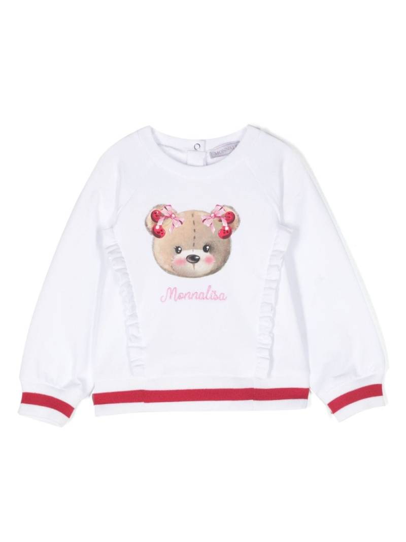 Monnalisa teddy bear-print cotton sweatshirt - White von Monnalisa