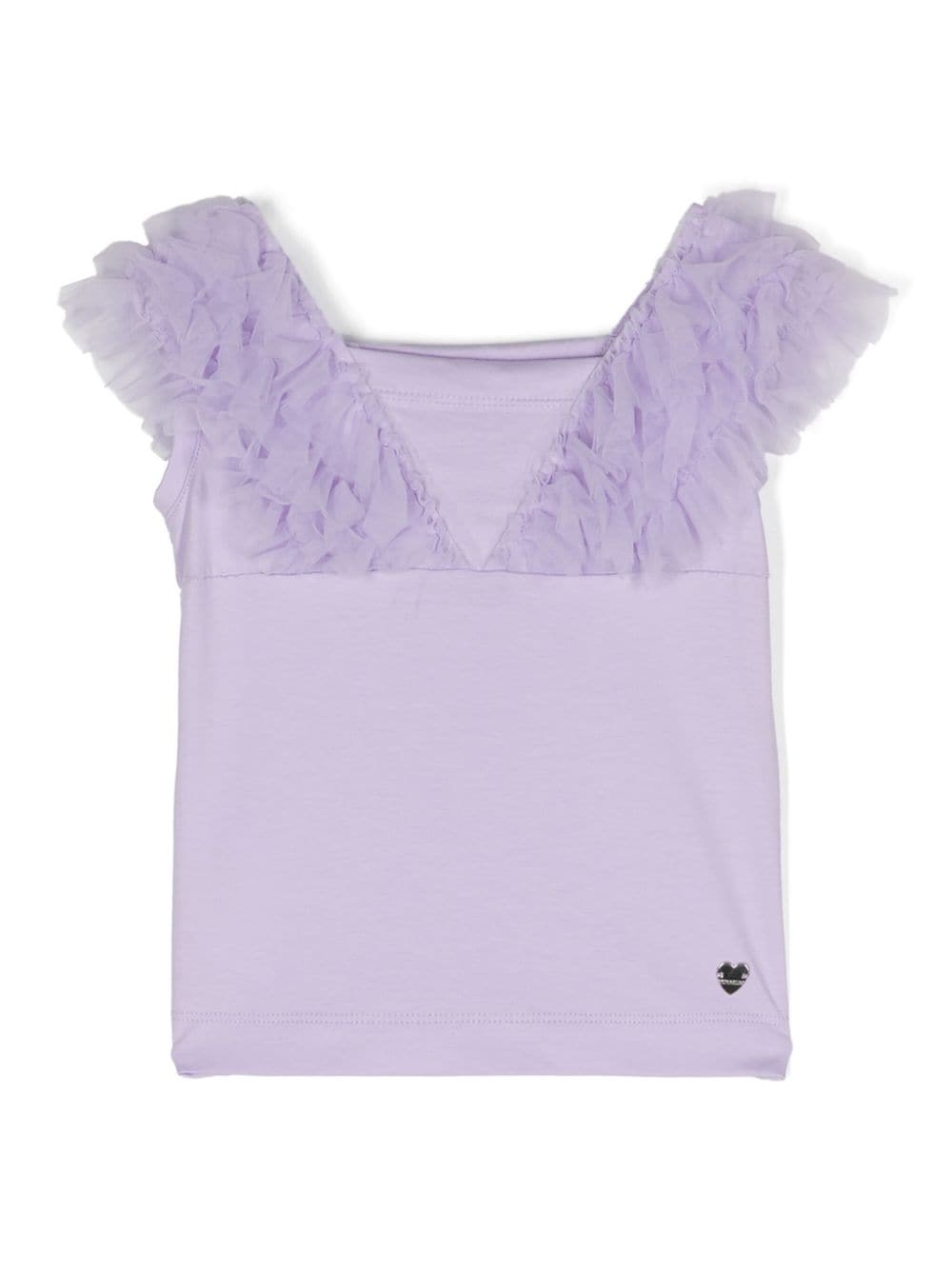 Monnalisa tulle -nserts cotton top - Purple von Monnalisa