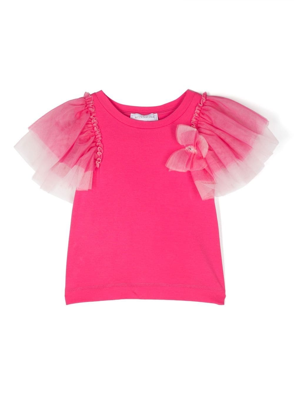 Monnalisa tulle-sleeve cotton T-shirt - Pink von Monnalisa