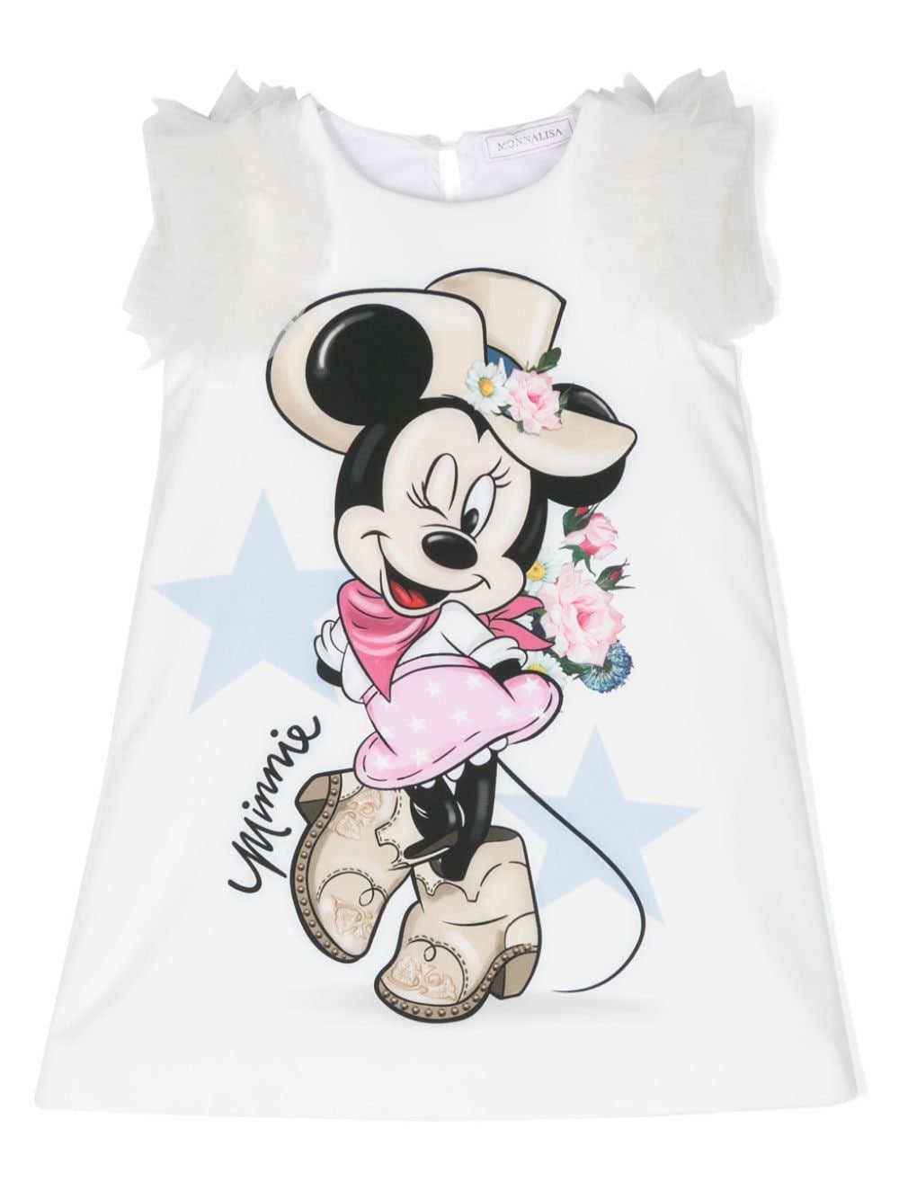 Monnalisa x Disney Minnie Mouse-print dress - White von Monnalisa