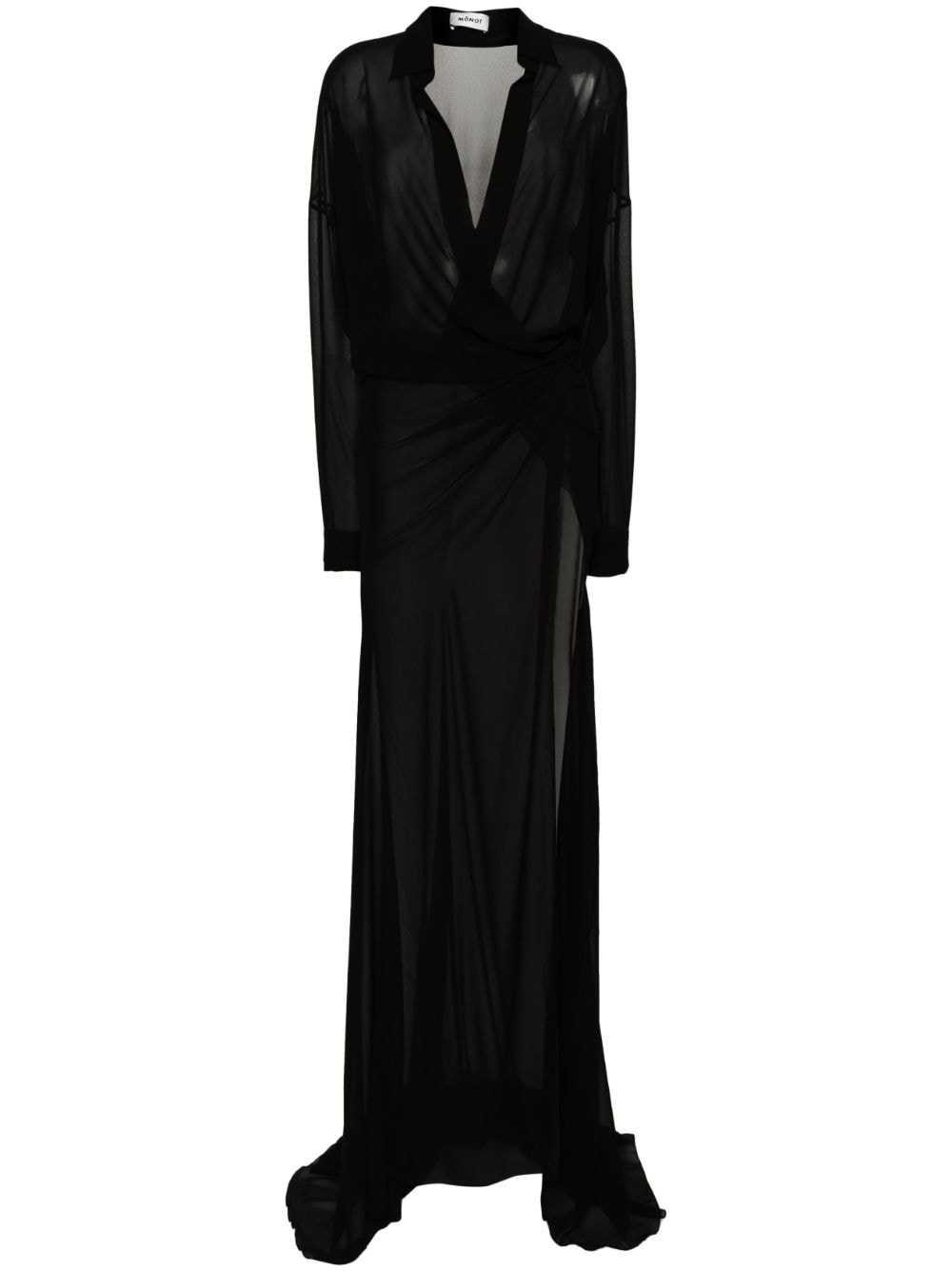 Mônot train sheer maxi shirt dress - Black von Mônot