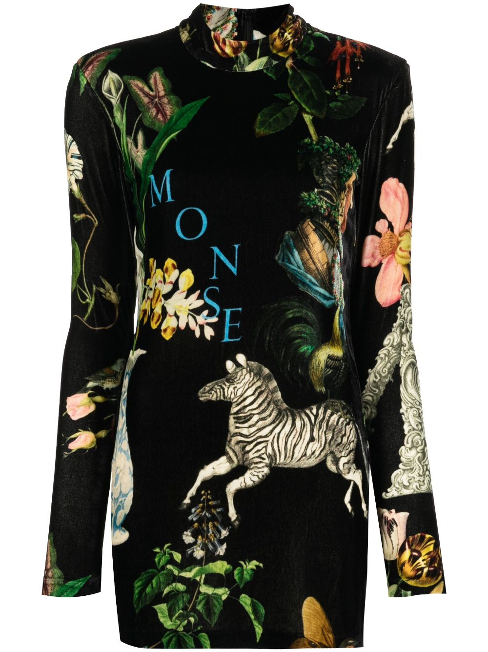 Monse graphic-print velvet minidress - Black von Monse