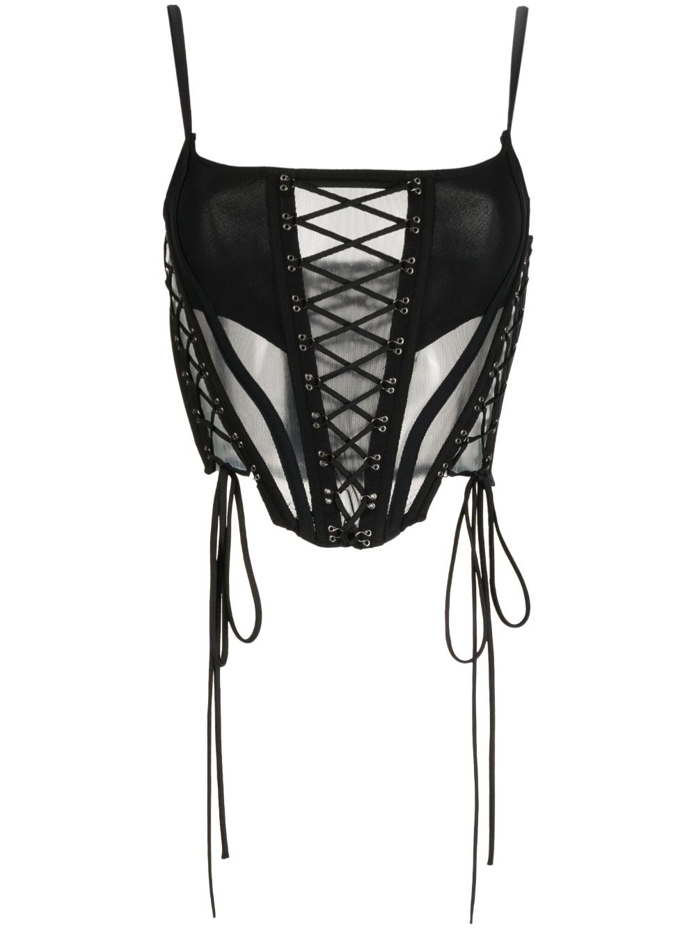 Monse lace-up sheer bustier top - Black von Monse