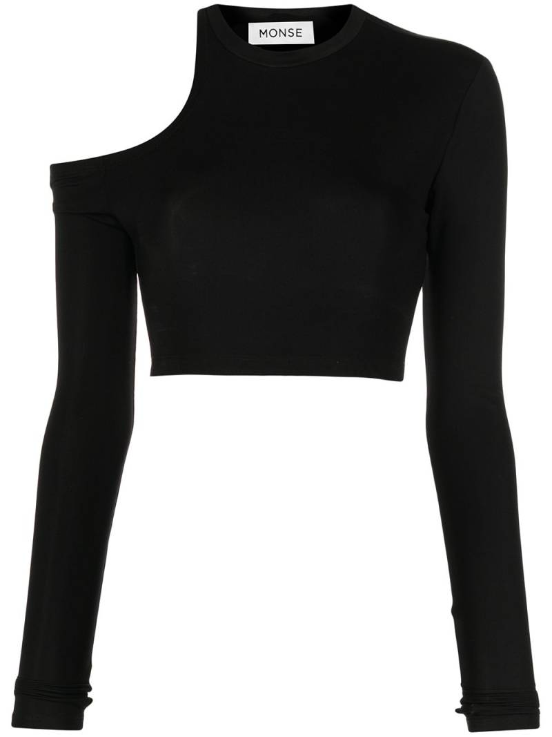 Monse longsleeved cut-out cropped top - Black von Monse