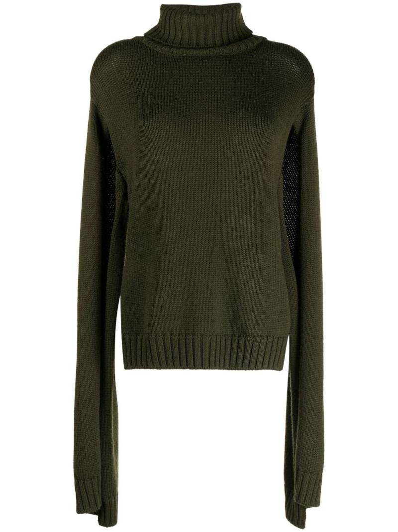 Monse slit-sleeves knitted turtleneck sweater - Green von Monse