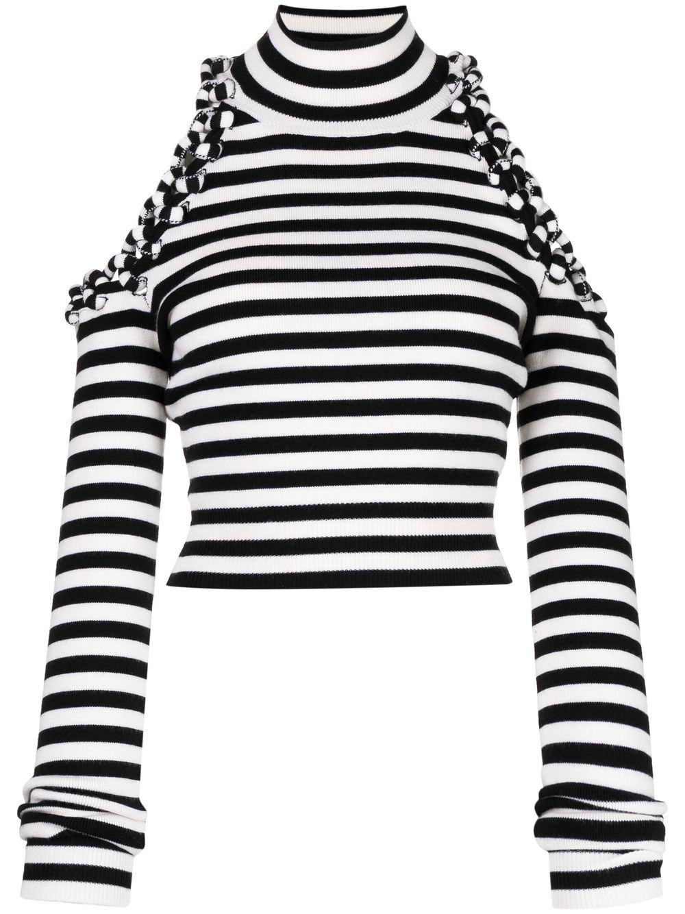 Monse striped cold-shoulder knitted top - Black von Monse