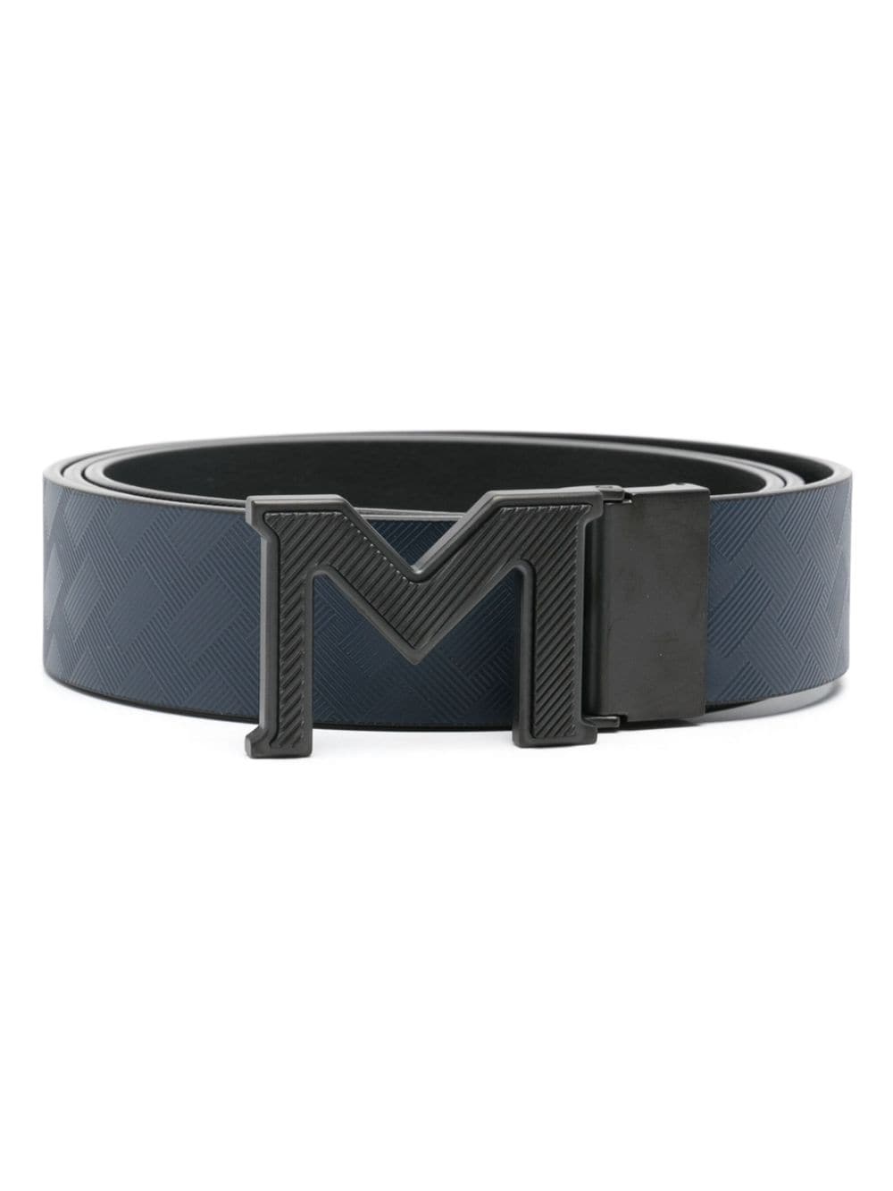 Montblanc logo-buckle leather belt - Blue von Montblanc