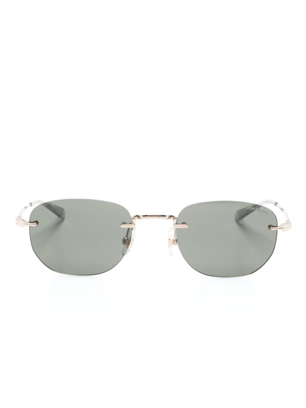 Montblanc logo-print oval-frame sunglasses - Gold von Montblanc