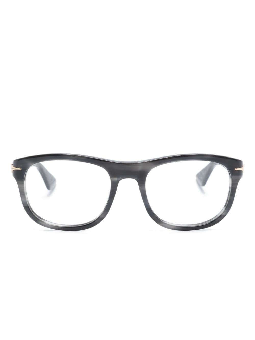 Montblanc logo-print rectangle-frame glasses - Black von Montblanc