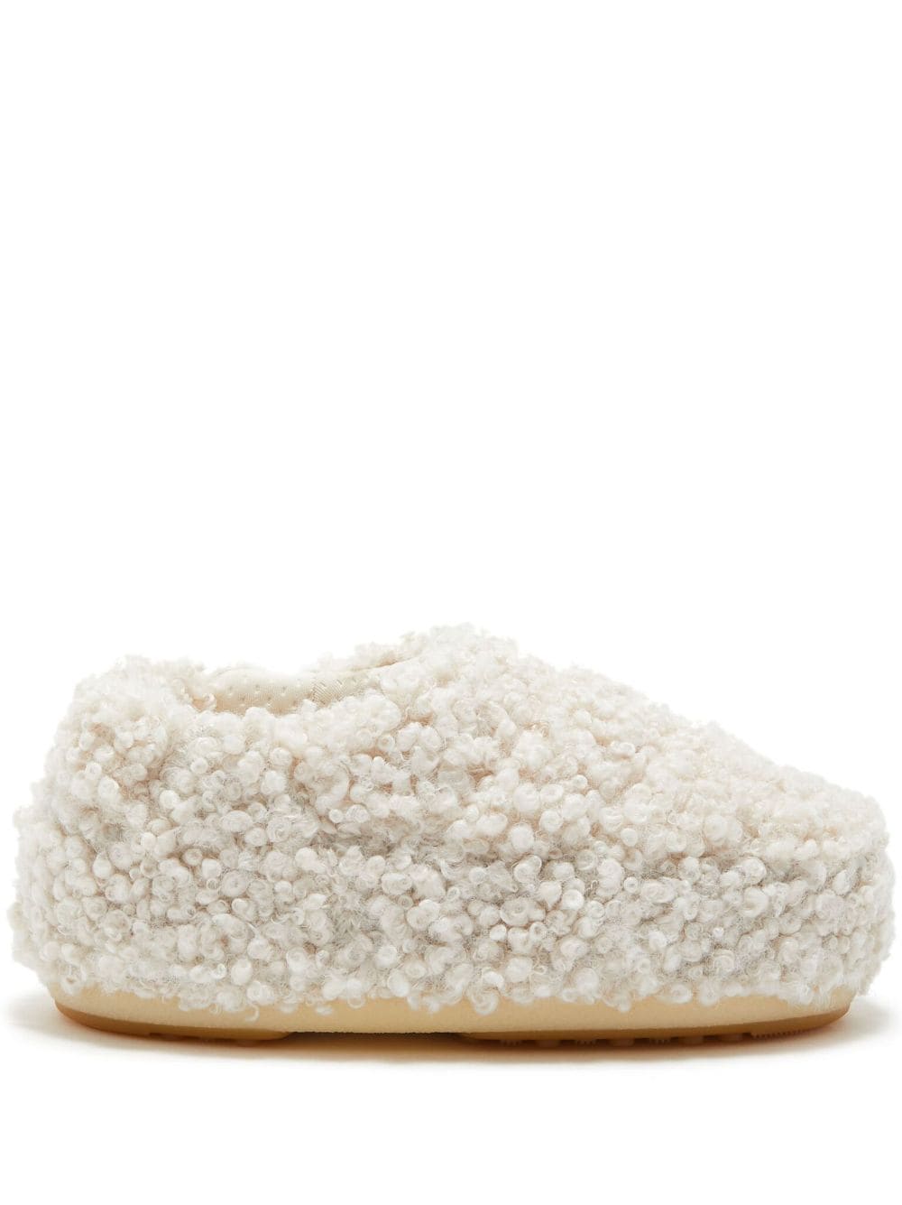 Moon Boot faux-curly-fur slippers - Neutrals von Moon Boot