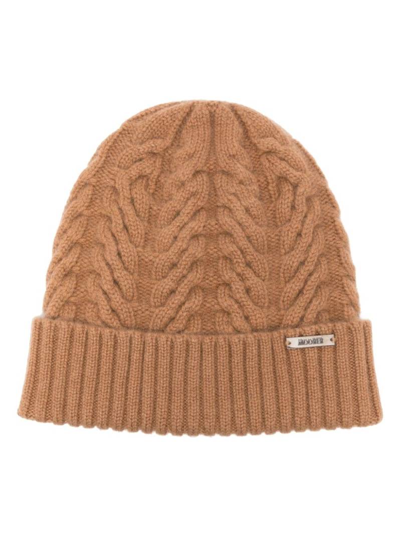 Moorer logo-plaque cashmere beanie - Brown von Moorer