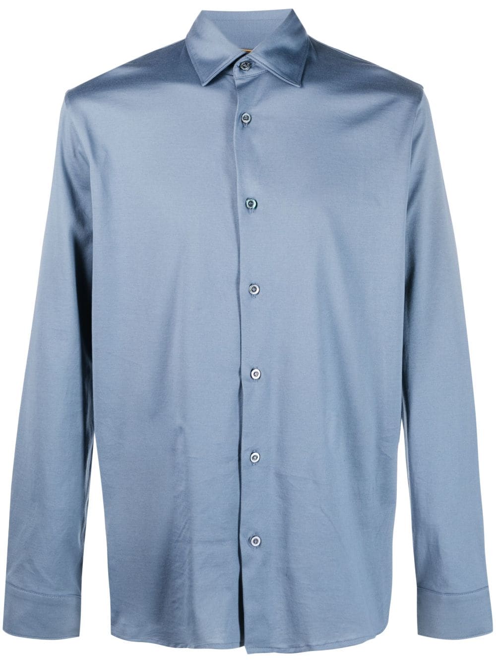 Moorer long-sleeve satin cotton shirt - Blue von Moorer