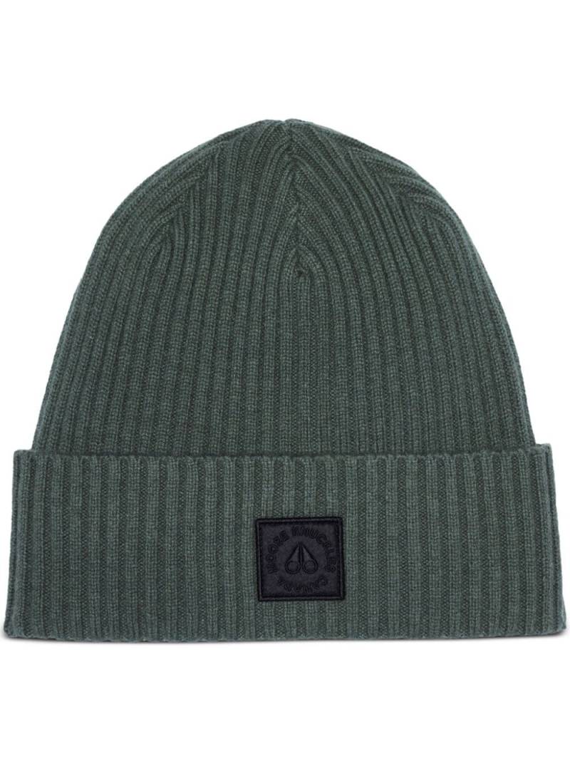 Moose Knuckles logo-patch cotton beanie - Green von Moose Knuckles