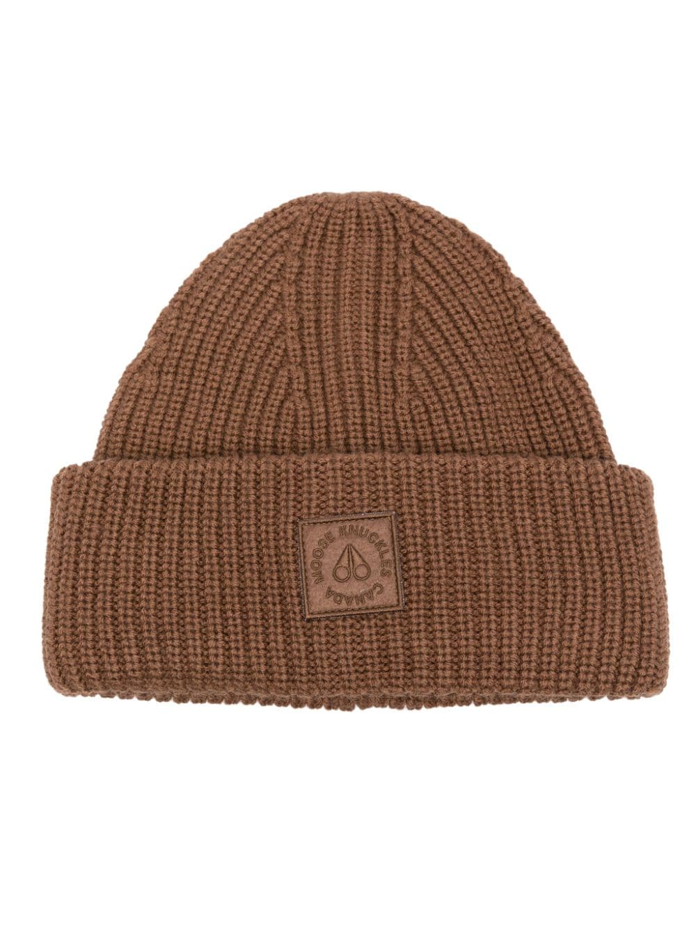 Moose Knuckles logo-patch ribbed-knit beanie - Brown von Moose Knuckles