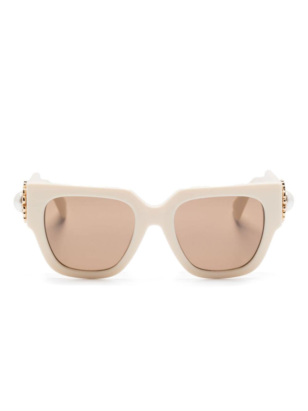 Moschino Eyewear square-frame logo-appliqué sunglasses - White von Moschino Eyewear
