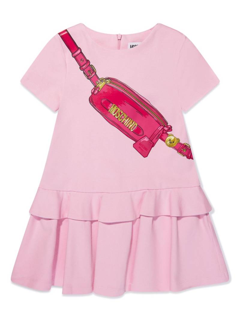 Moschino Kids Fanny Pack-print ruffled dress - Pink von Moschino Kids