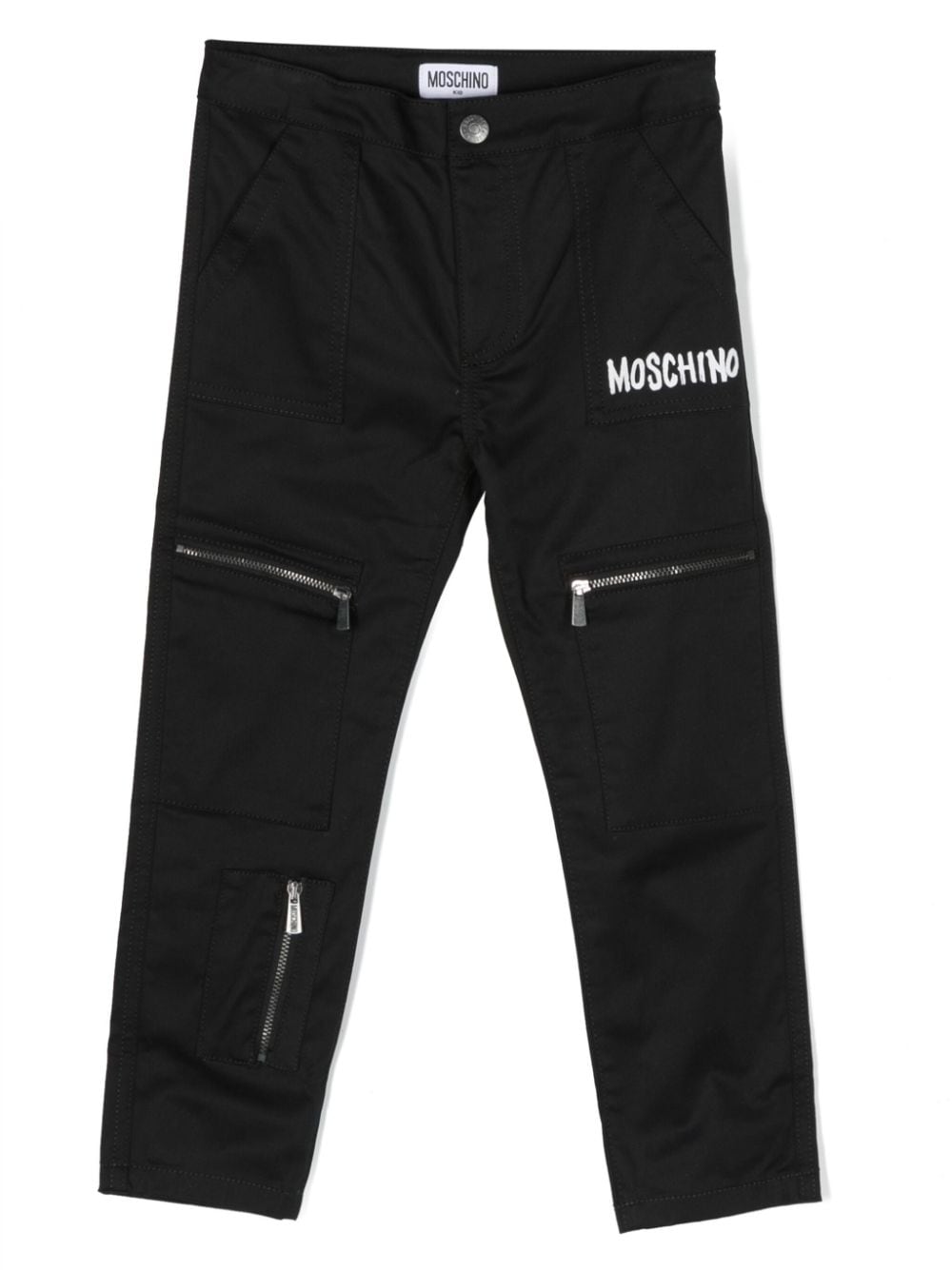 Moschino Kids logo stretch-cotton trousers - Black von Moschino Kids