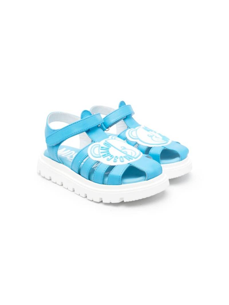 Moschino Kids Leo Teddy-appliqué sandals - Blue von Moschino Kids