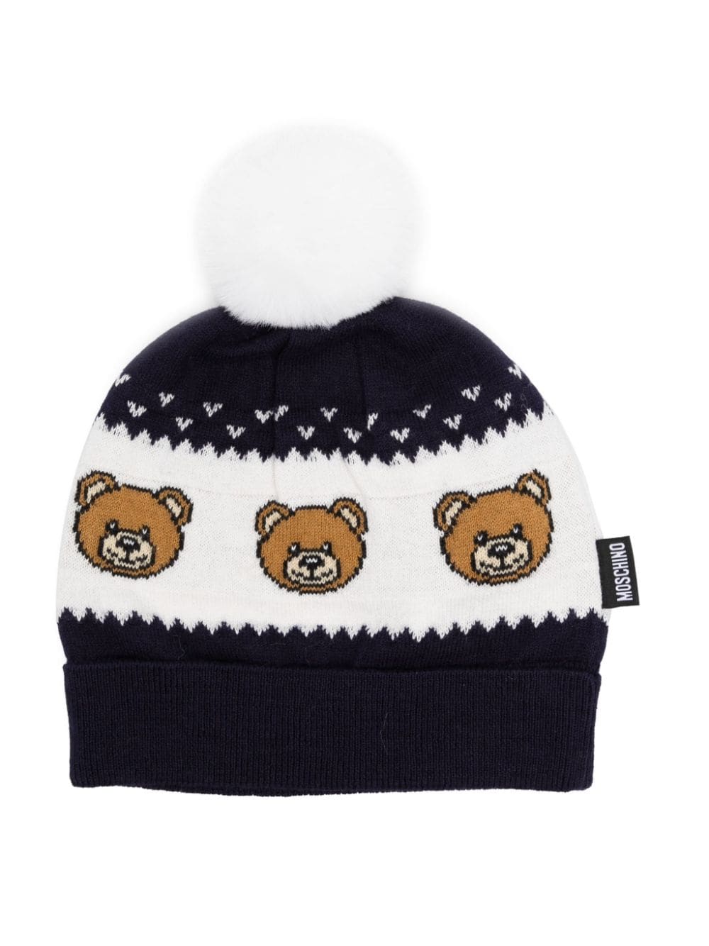 Moschino Kids Leo Teddy striped ribbed beanie - Blue von Moschino Kids