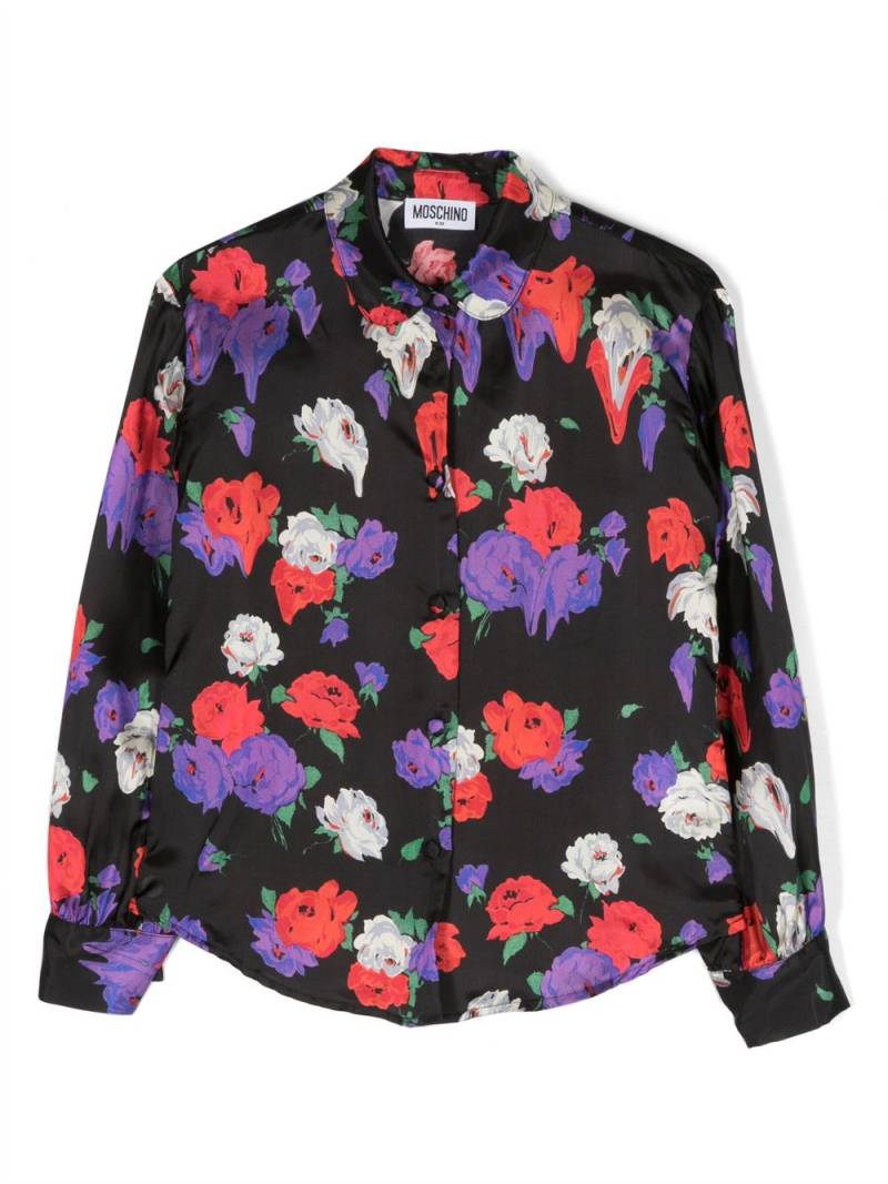 Moschino Kids Peter Pan-collar floral-print blouse - Black von Moschino Kids
