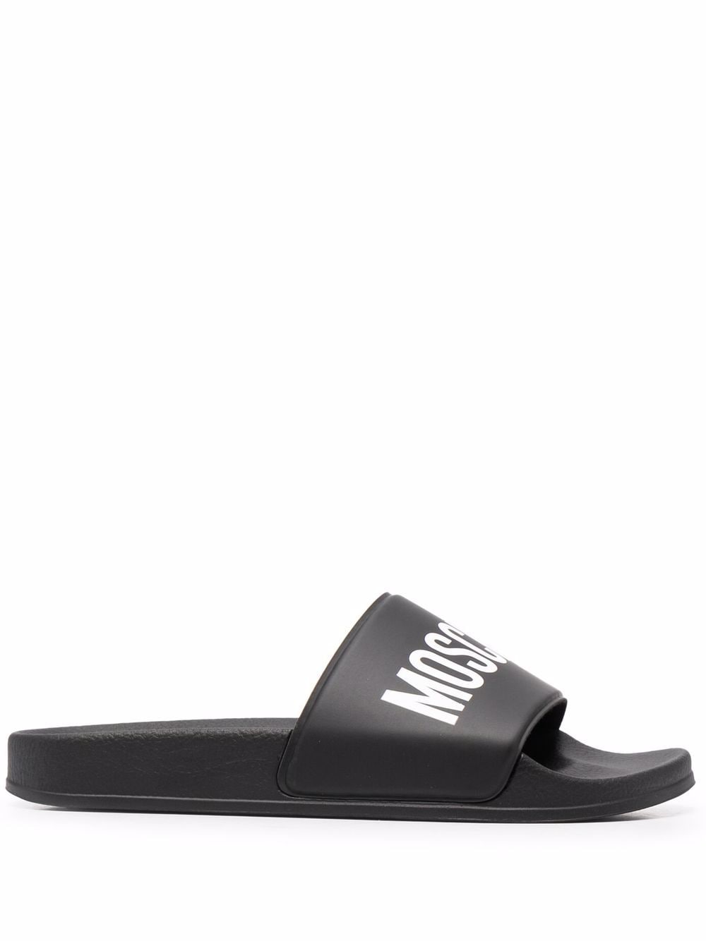 Moschino Kids TEEN logo print slides - Black von Moschino Kids