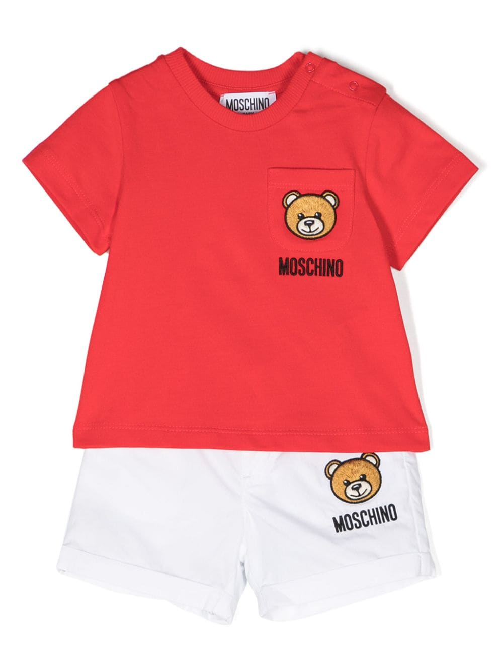Moschino Kids Teddy Bear T-shirt and shorts set - Red von Moschino Kids