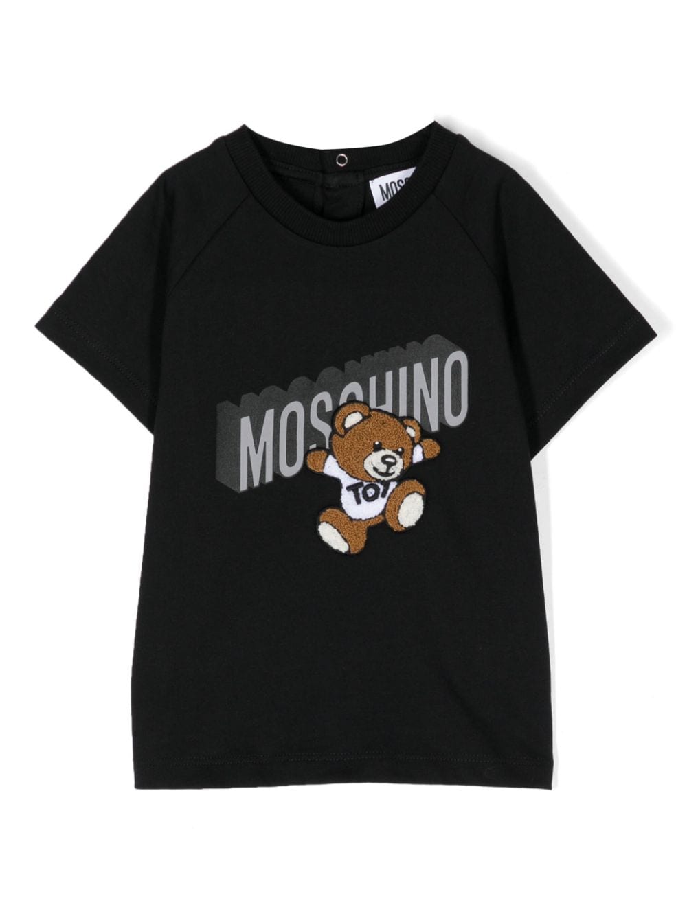 Moschino Kids Teddy Bear-appliqué cotton T-shirt - Black von Moschino Kids