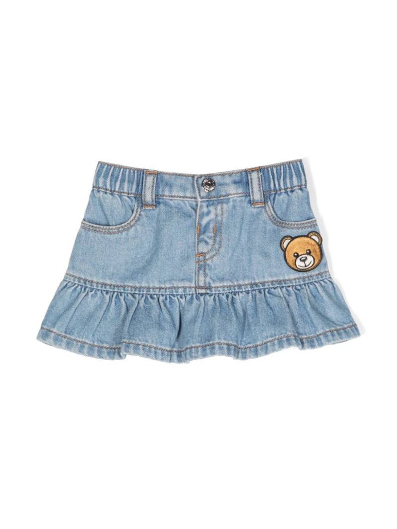 Moschino Kids Teddy Bear-appliqué denim skirt - Blue von Moschino Kids