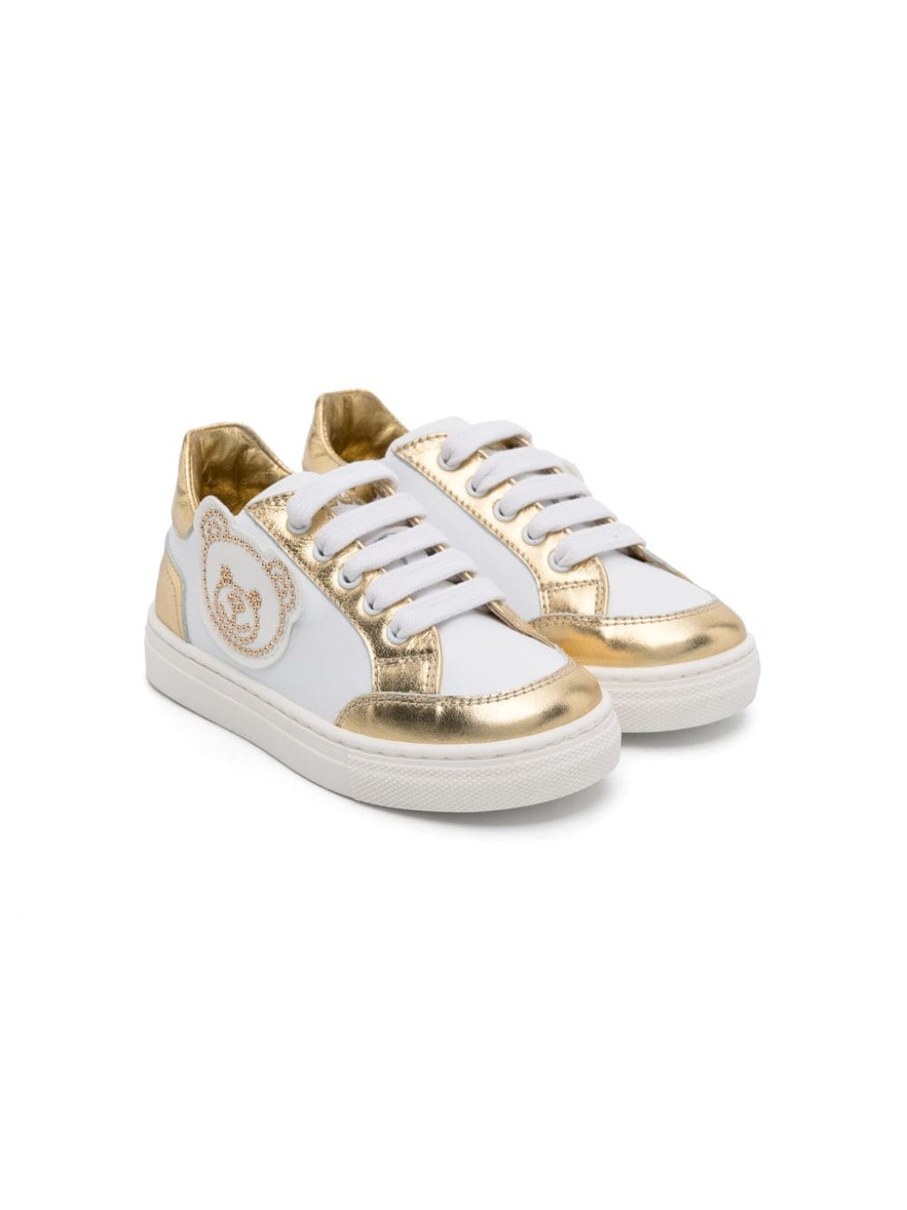 Moschino Kids Teddy Bear-appliqué leather sneakers - White von Moschino Kids