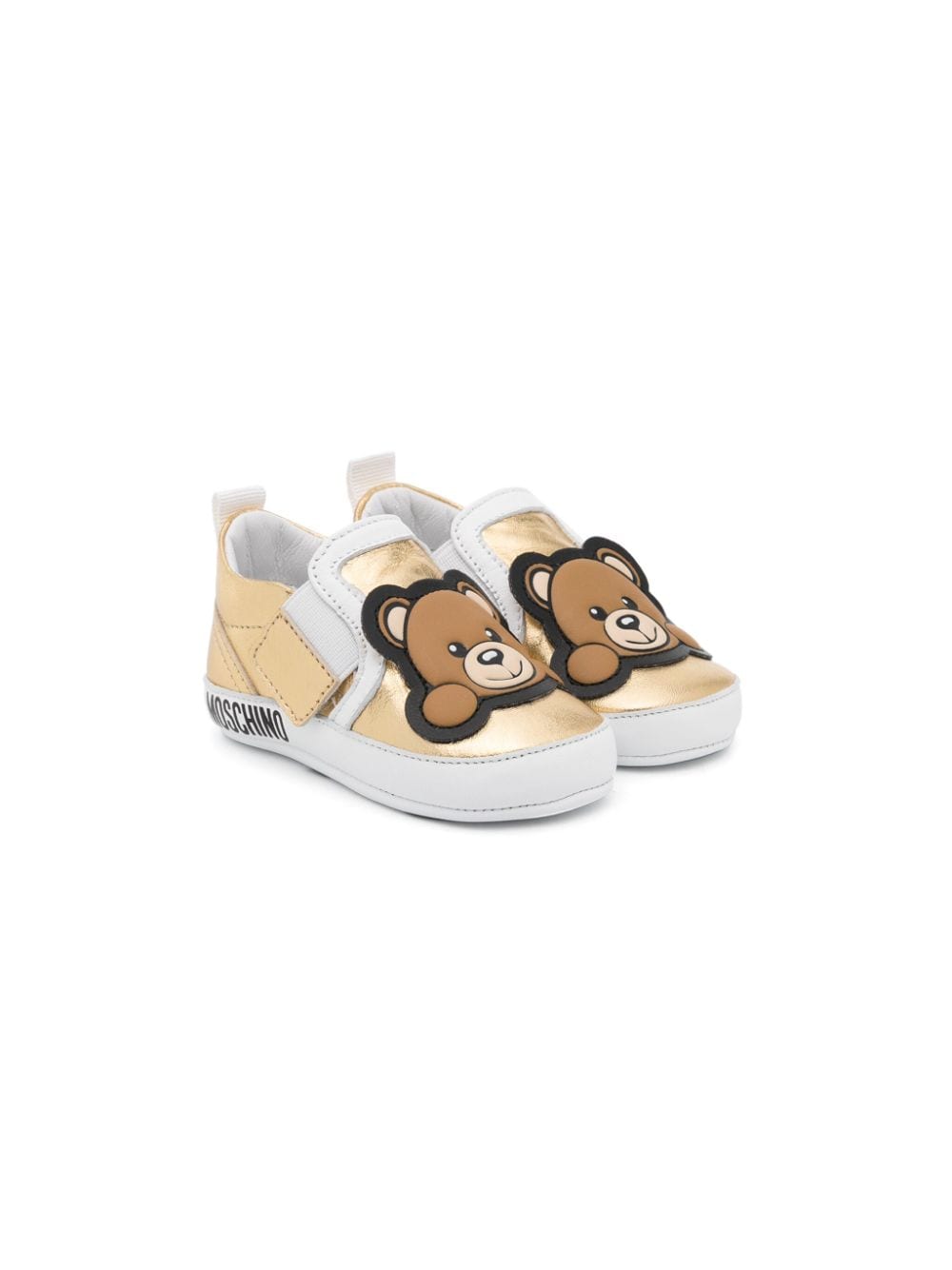 Moschino Kids Teddy Bear appliqué sneakers - Gold von Moschino Kids