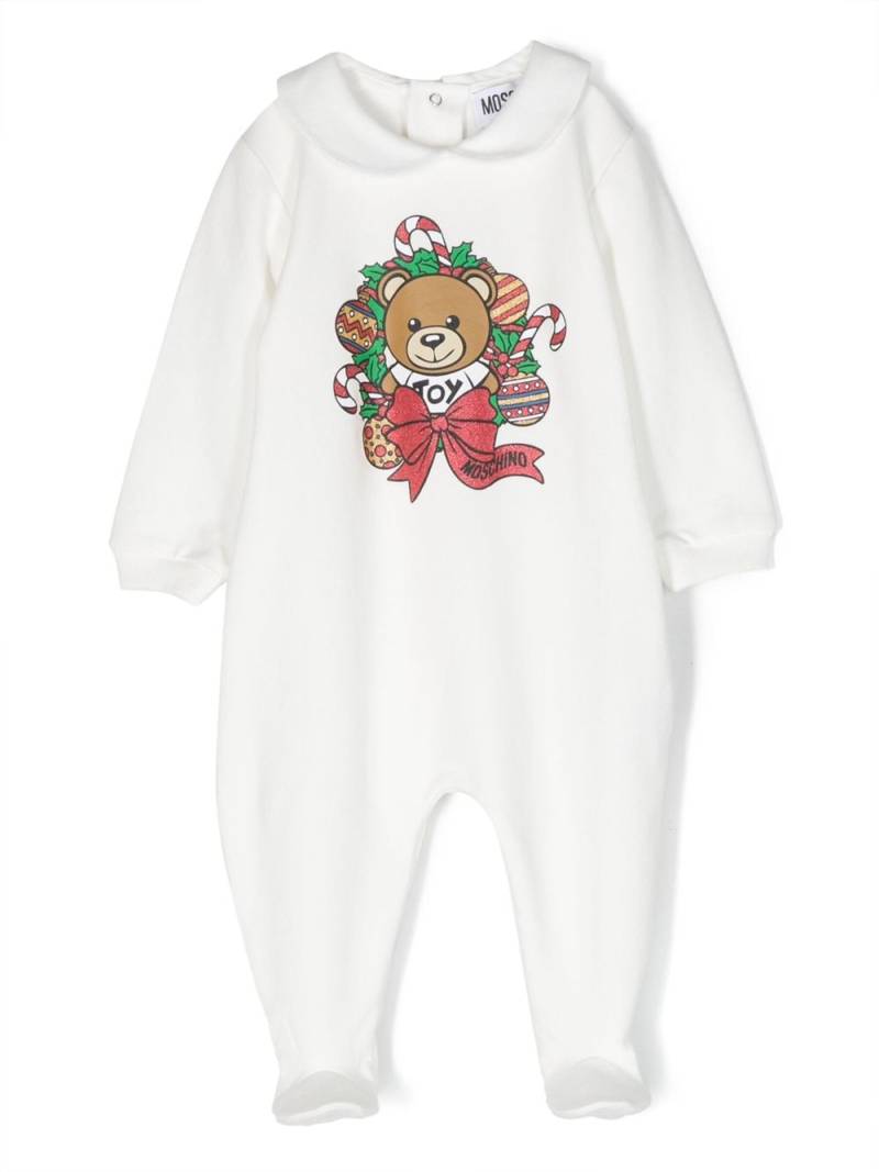 Moschino Kids Teddy-Bear cotton babygrow - White von Moschino Kids