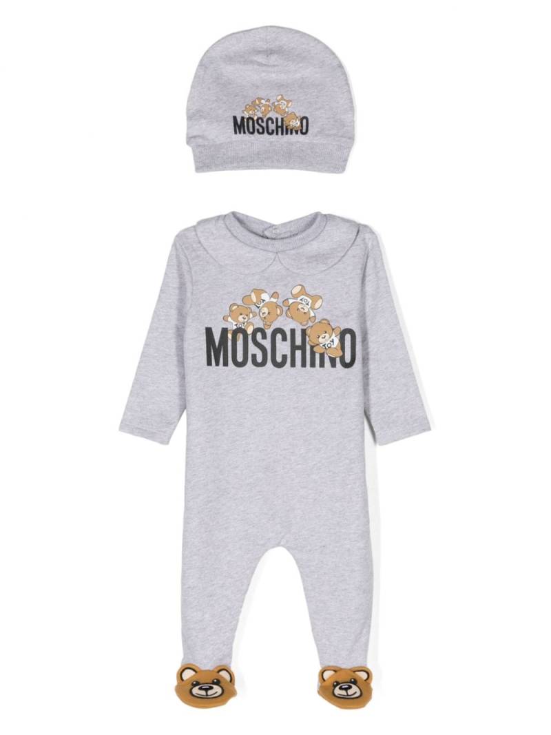 Moschino Kids Teddy Bear cotton babygrow set - Grey von Moschino Kids