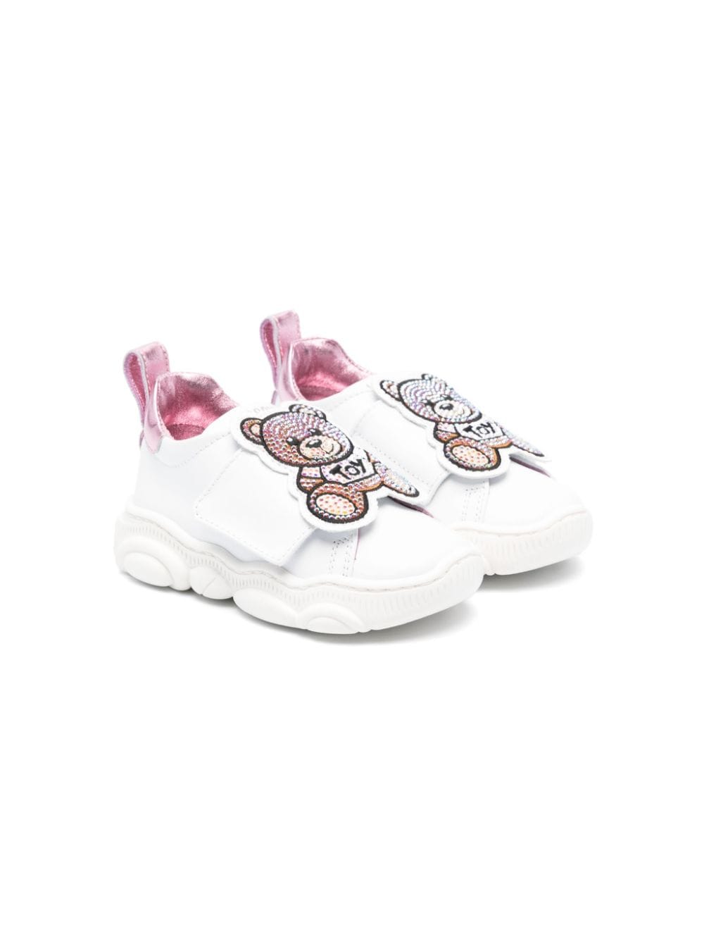 Moschino Kids Teddy Bear crystal-embellished sneakers - White von Moschino Kids