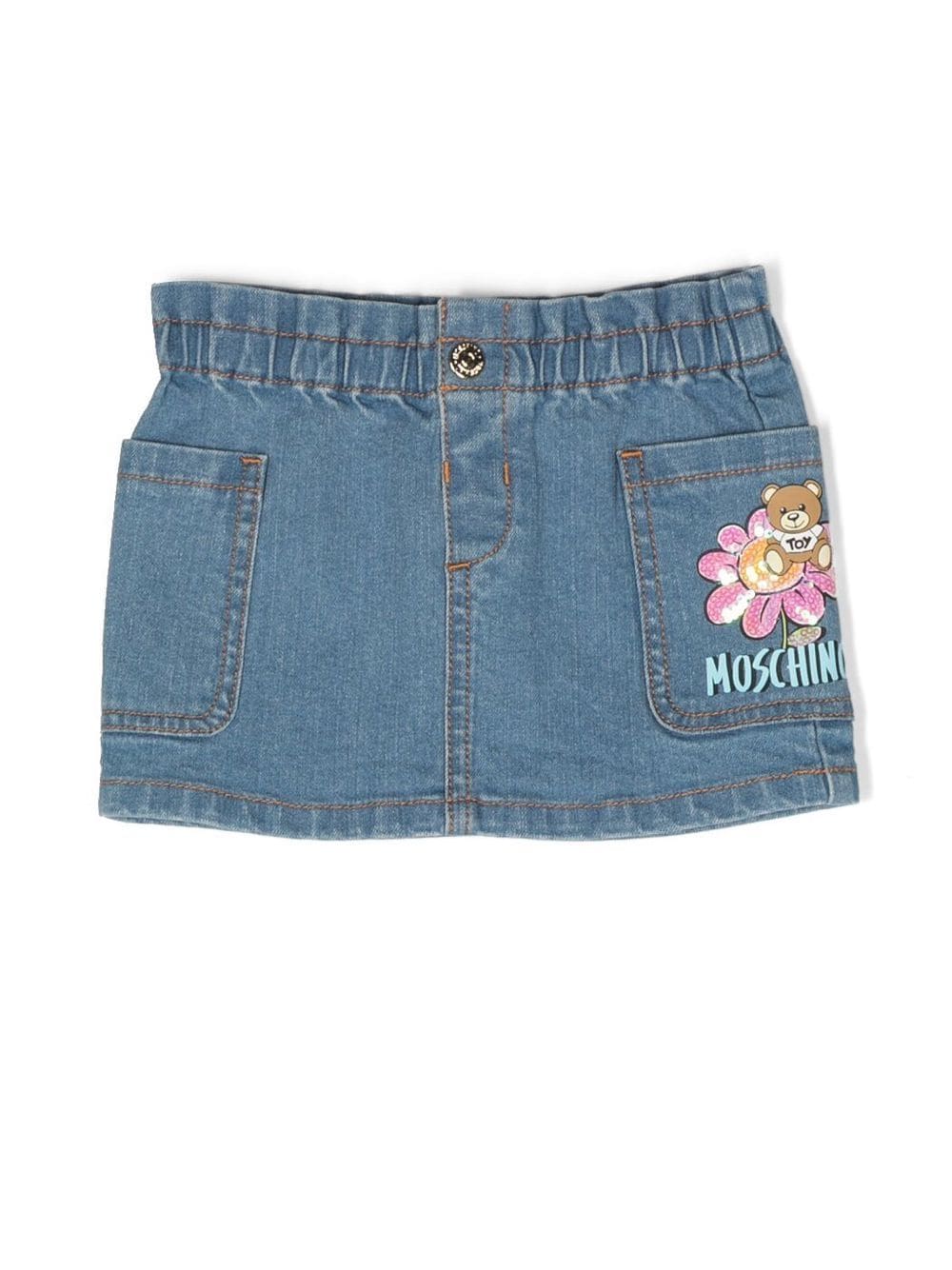 Moschino Kids Teddy Bear denim skirt - Blue von Moschino Kids