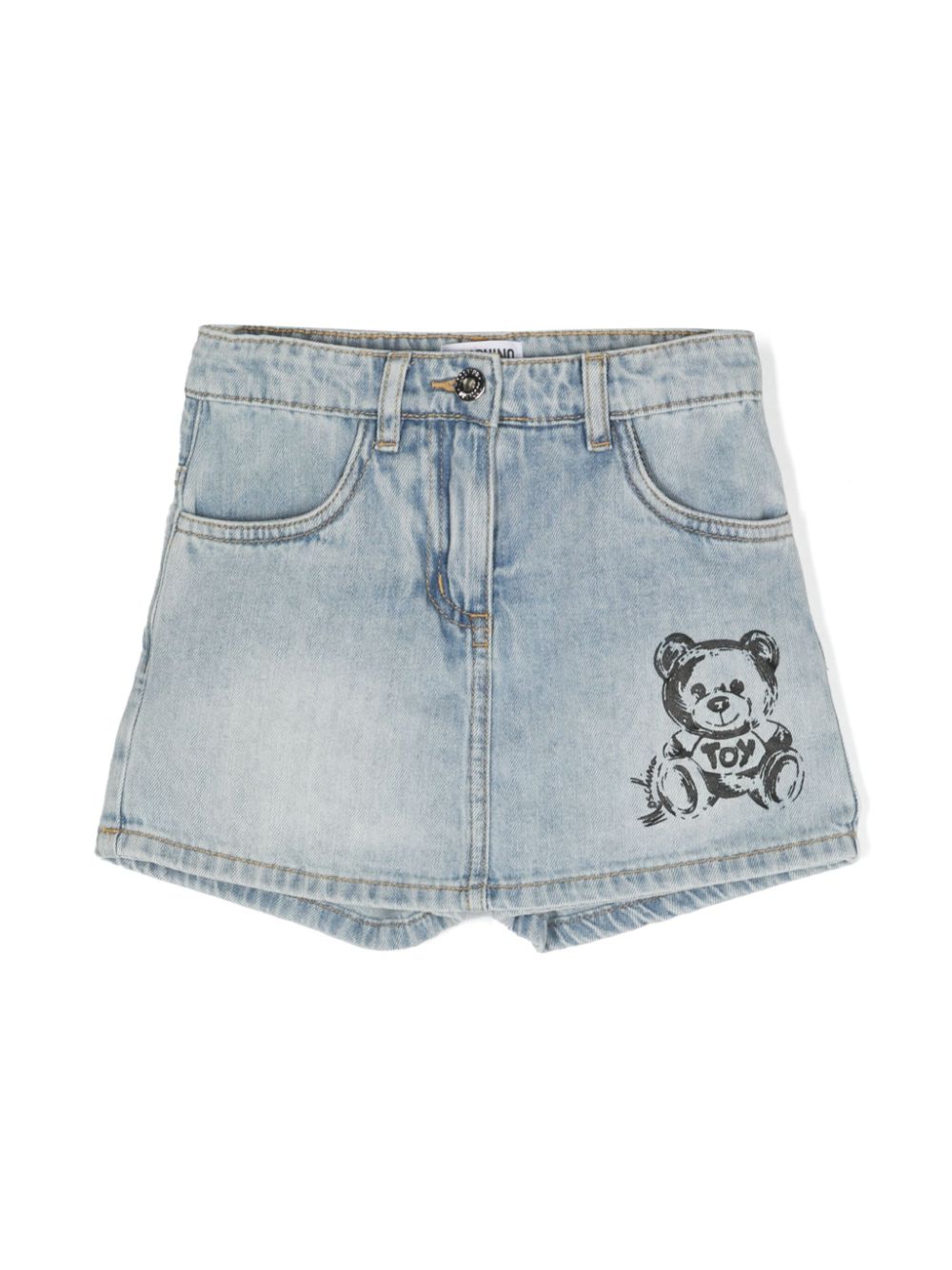 Moschino Kids Teddy Bear denim skort - Blue von Moschino Kids