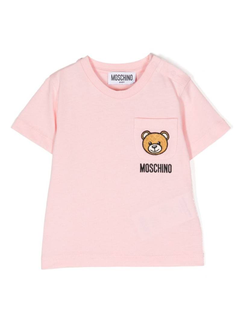 Moschino Kids Teddy Bear-embroidered cotton T-shirt - Pink von Moschino Kids