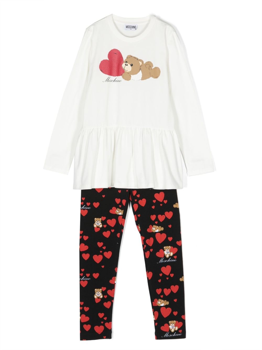Moschino Kids Teddy Bear heart-print trouser set - Black von Moschino Kids