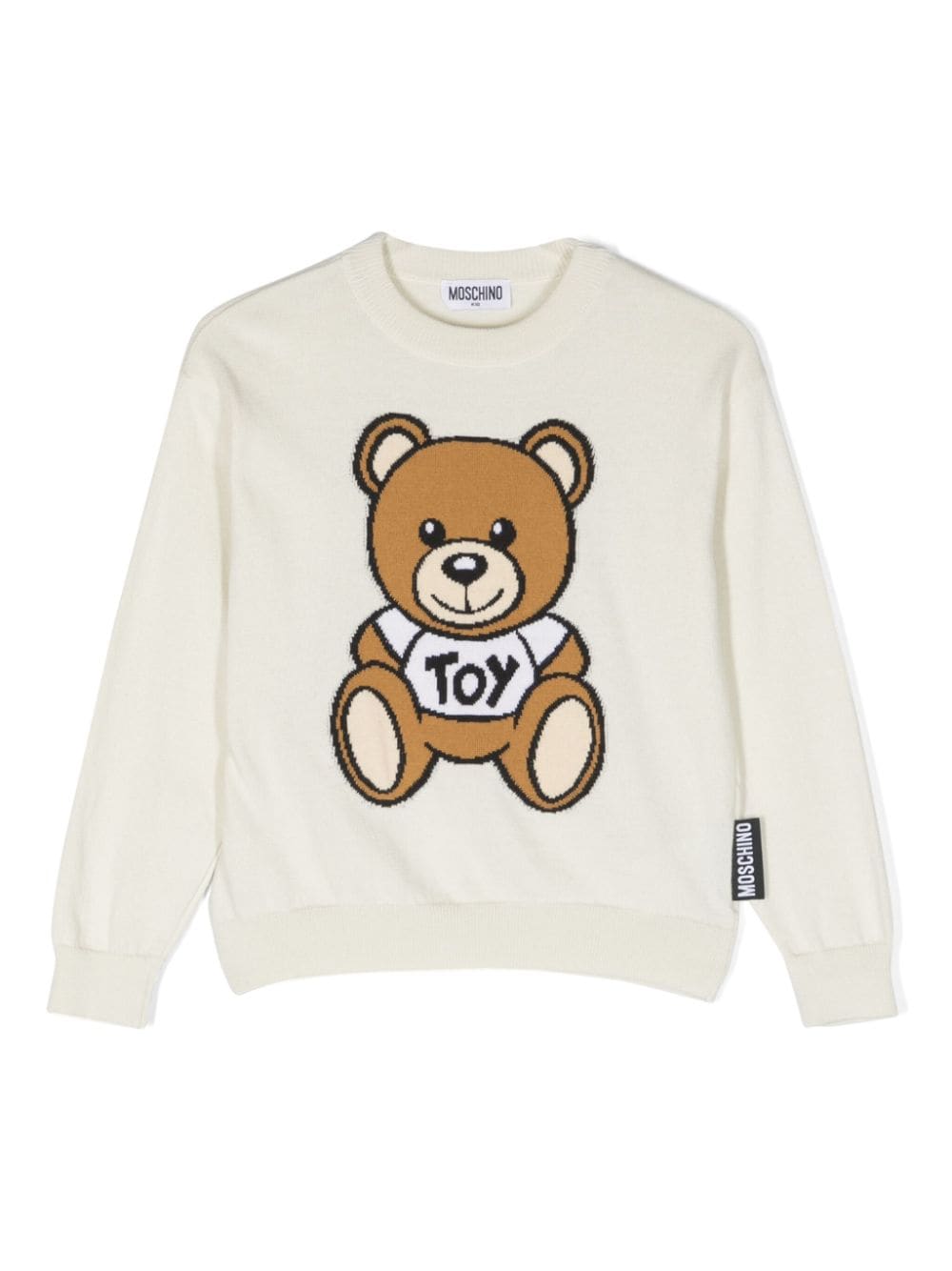 Moschino Kids Teddy Bear-intarsia cotton-blend jumper - Neutrals von Moschino Kids