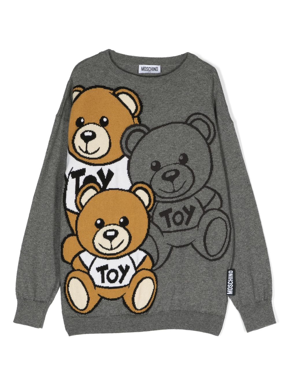 Moschino Kids Teddy Friends cotton-wool jumper - Grey von Moschino Kids