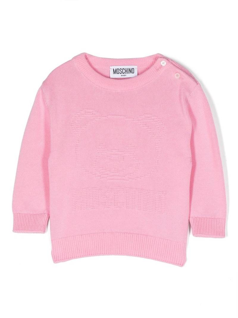 Moschino Kids Teddy Bear intarsia-knit jumper - Pink von Moschino Kids