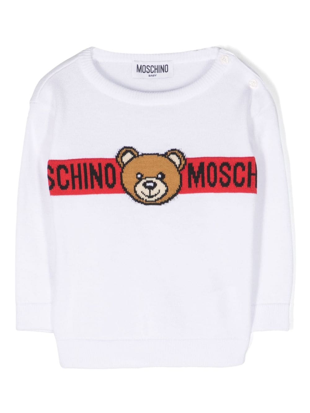 Moschino Kids Teddy Bear intarsia-knit jumper - White von Moschino Kids